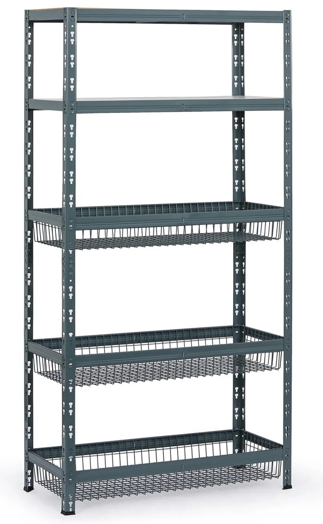 Regał półkowy z koszami, 1790 x 900 x 400 mm, nośność 175 kg, 2 półki + 3 kosze