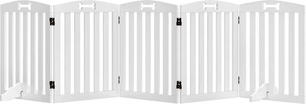 PawHut Wolnostojąca bramka dla psa z podpórkami, do framug drzwi, korytarza, schodów, 258 x 30 x 61 cm, Biała
