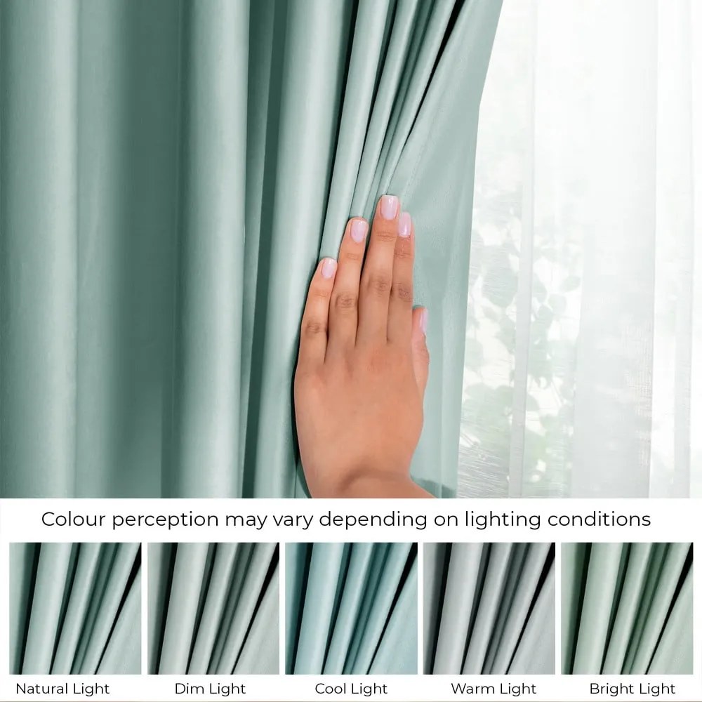 Jasnozielona aksamitna zasłona częściowo zaciemniająca (dimout) 140x270 cm Eyelets – Restilo