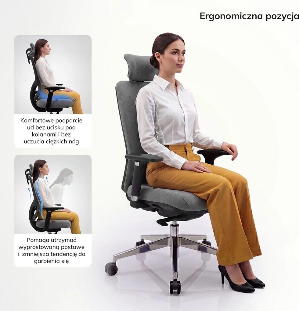 Fotel biurowy ergonomiczny ciemnoszary: AXIS