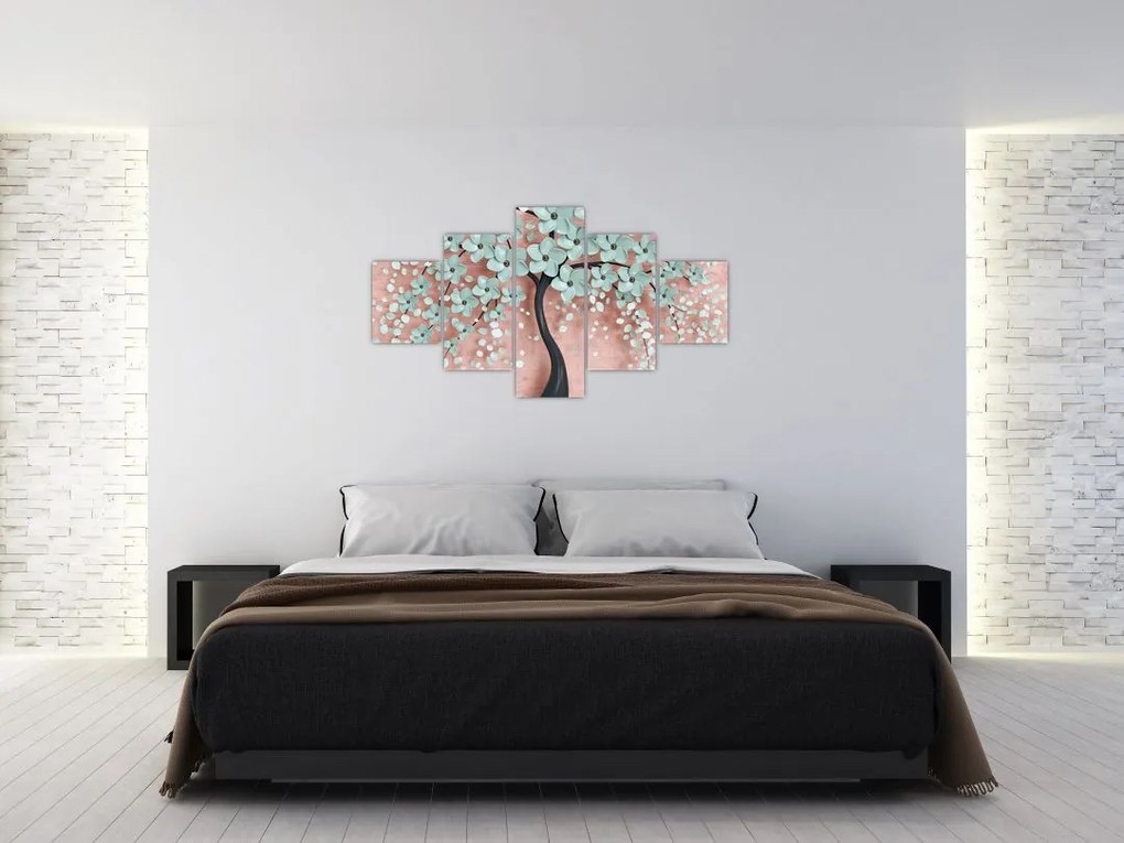 Obraz - Pastelowe niebieskie kwiaty (125x70 cm)