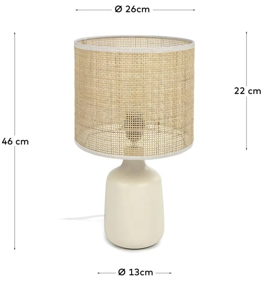 Kremowa/w naturalnym kolorze lampa stołowa ceramiczna (wysokość 46 cm) Erna – Kave Home