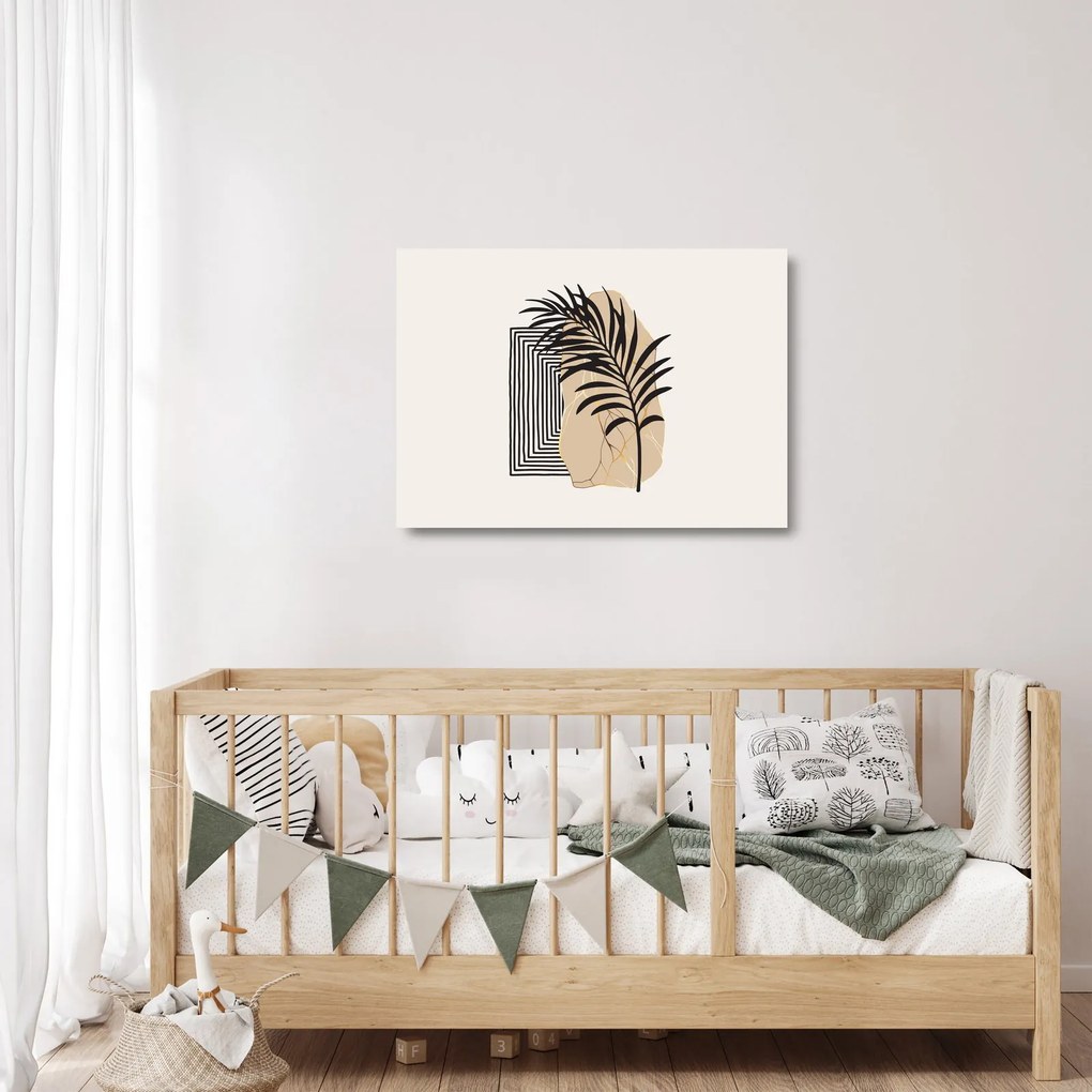 Obraz na szkle - Abstrakcja z tropikalnymi liśćmi N⁰3 (70x50 cm)