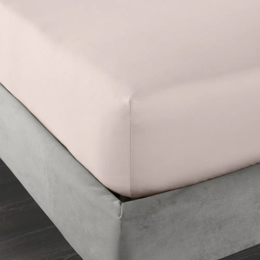 Różowe prześcieradło z satyny bawełnianej z gumką 150x200 cm Cotton Sateen – Bianca