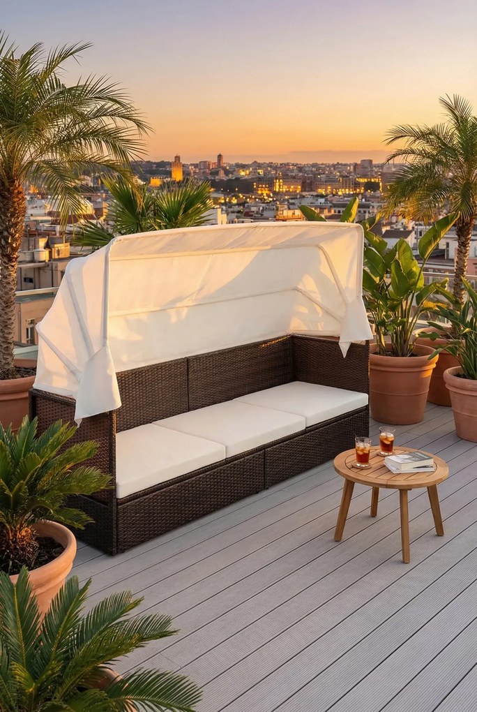 Brązowa sofa ogrodowa z zadaszeniem W0-E97