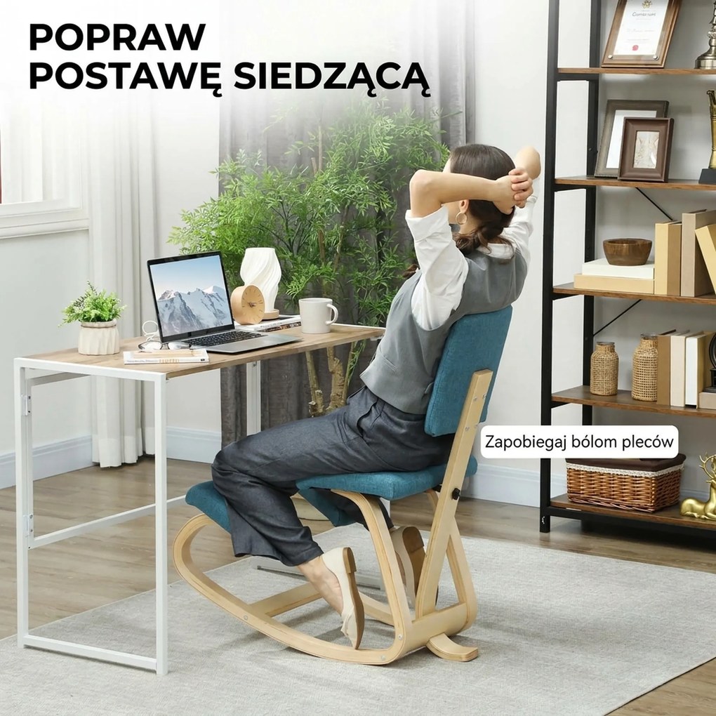 HOMCOM Ergonomiczne krzesło klęcznik, zdrowotne krzesło dla domu, biura, medytacji, ciemnoniebieskie | Aosom PL