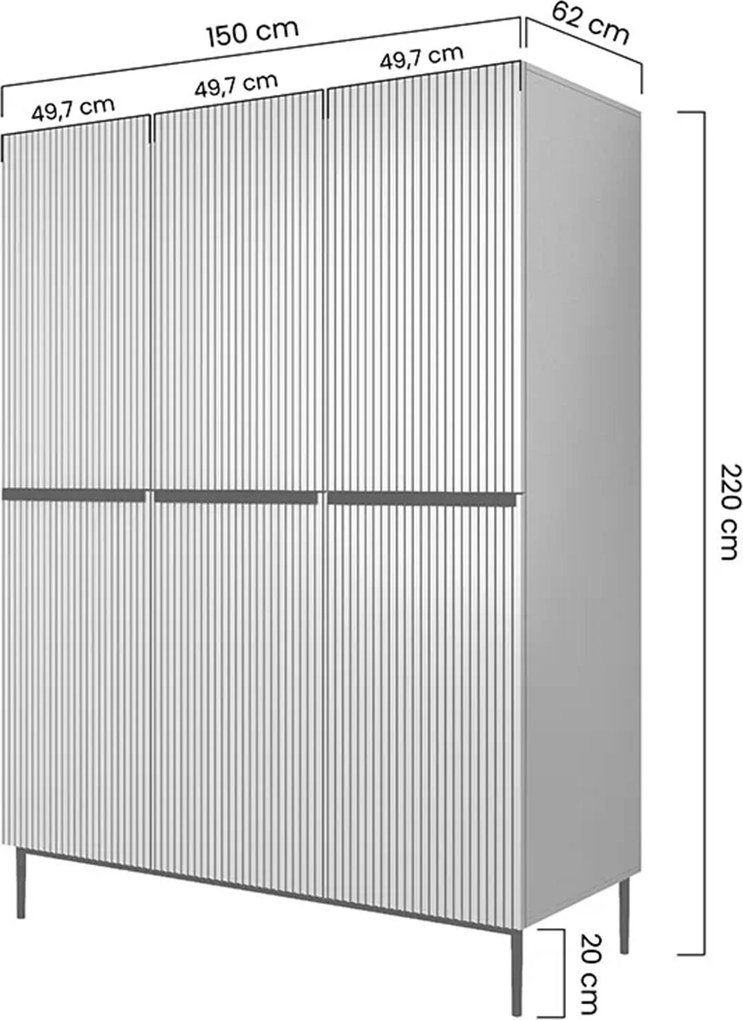 Szafa Nicole 150 cm z półkami i szufladami - kaszmir / złote uchwyty
