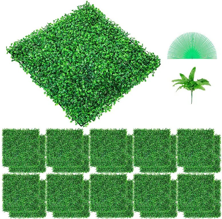Sztuczne Panelki Buksowe SucceBuy 24 Sztuk | Mury Zagrodowe UV 25.4 x 25.4 cm | Zielona Dekoracja Ogrzewania