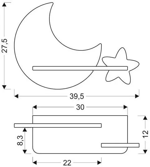 Szaro-żółty kinkiet ścienny księżyc z wtyczką - 4X K030 F4-R72