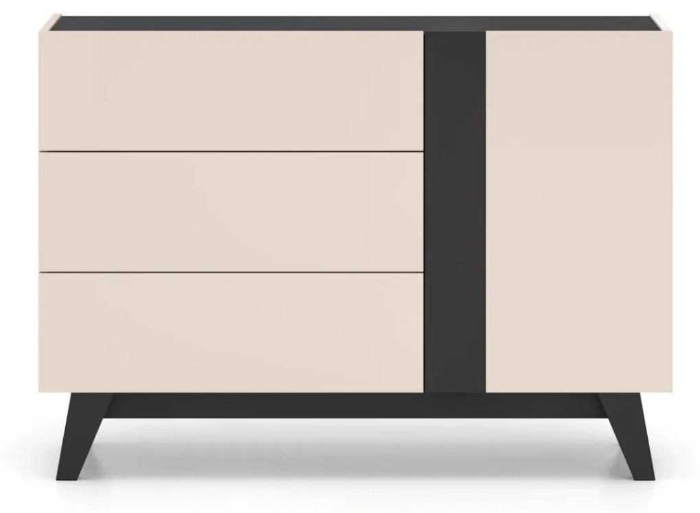 Komoda FREYA 04 1D3S 120 kaszmirowa/czarna ML MEBLE