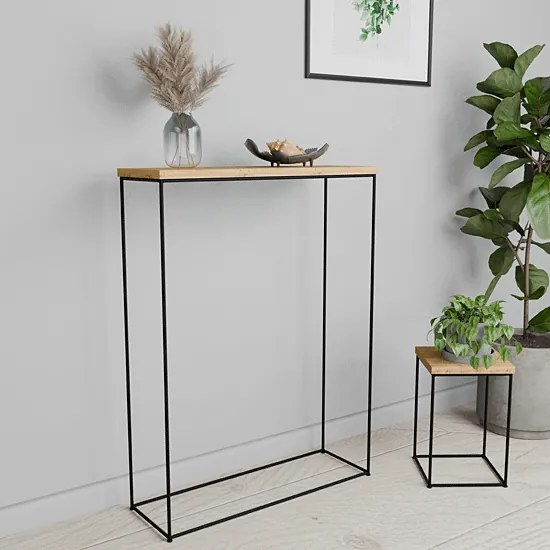 Wąska konsola do przedpokoju dąb artisan + czarny P0-G46