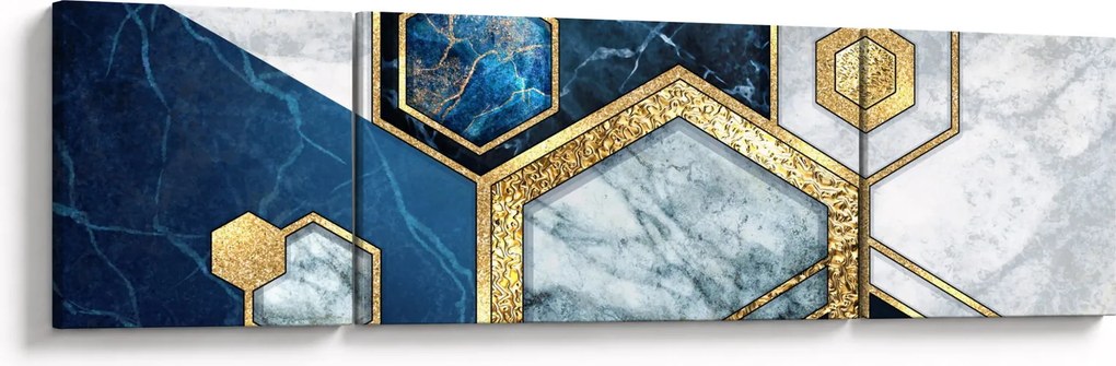 Obraz - Marmurowe sześciokąty (170x50 cm)