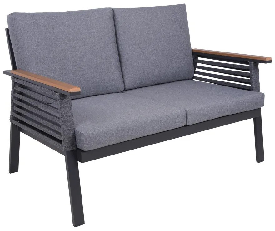 Ciemnoszary aluminiowy zestaw mebli ogrodowych dla 4 osób Denia – Garden Pleasure