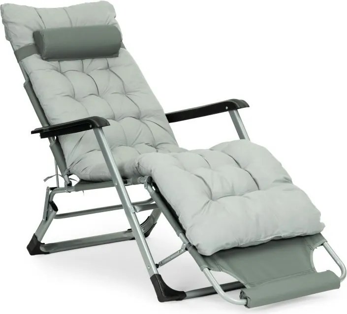 Leżak ogrodowy, składany, z poduszką Malta 010, szary