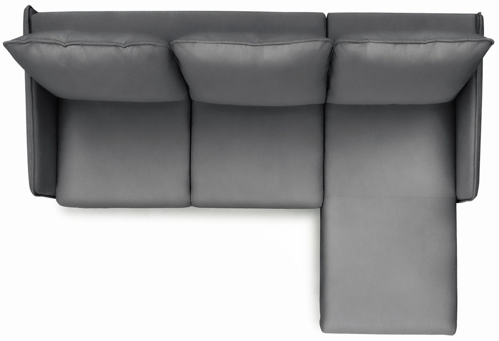 Narożnik z funkcją spania Taila Mini prawostronny - szary welur Velluto 18 / czarne nogi