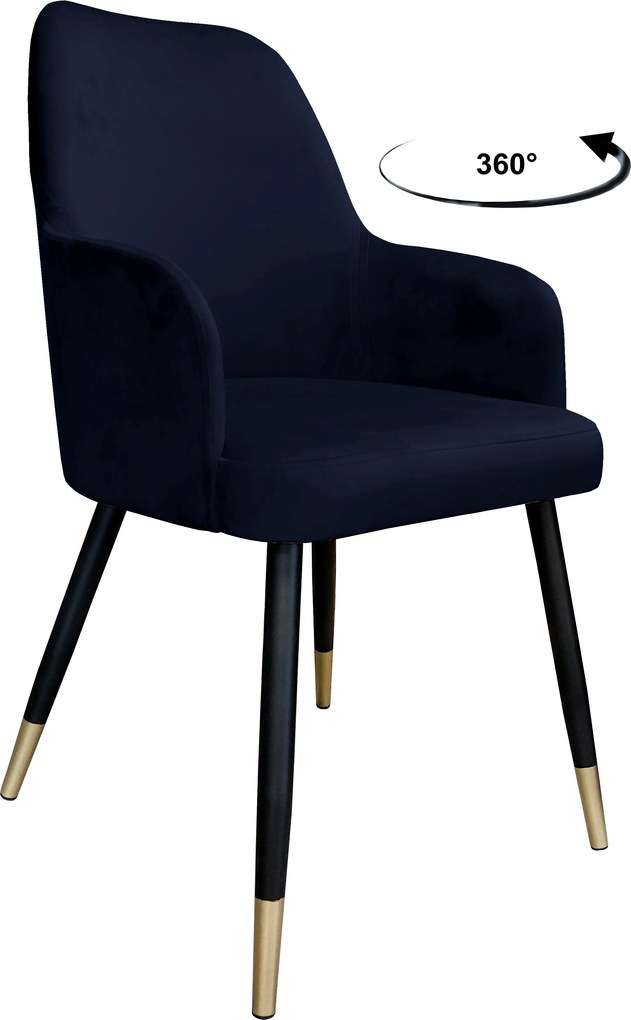 Krzesło WESTA tkanina Welur noga metalowa elegancki styl loftowy : Kolor nogi - Czano-złota stożek, Kolor tkaniny - VELVET - MG19, Typ siedziska - Siedzisko obrotowe 360°