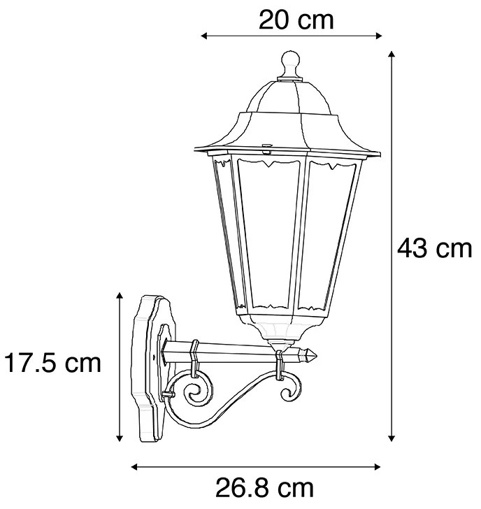 Zewnetrzna klasyczny Kinkiet / Lampa scienna zewnętrzny czarny IP44 - Havana Up klasyczny/Antyczny Oswietlenie zewnetrzne