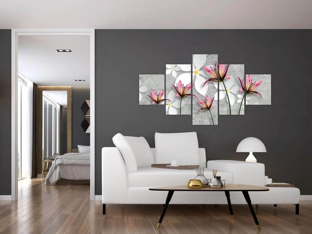 Obraz kwiatowej abstrakcji (125x70 cm)