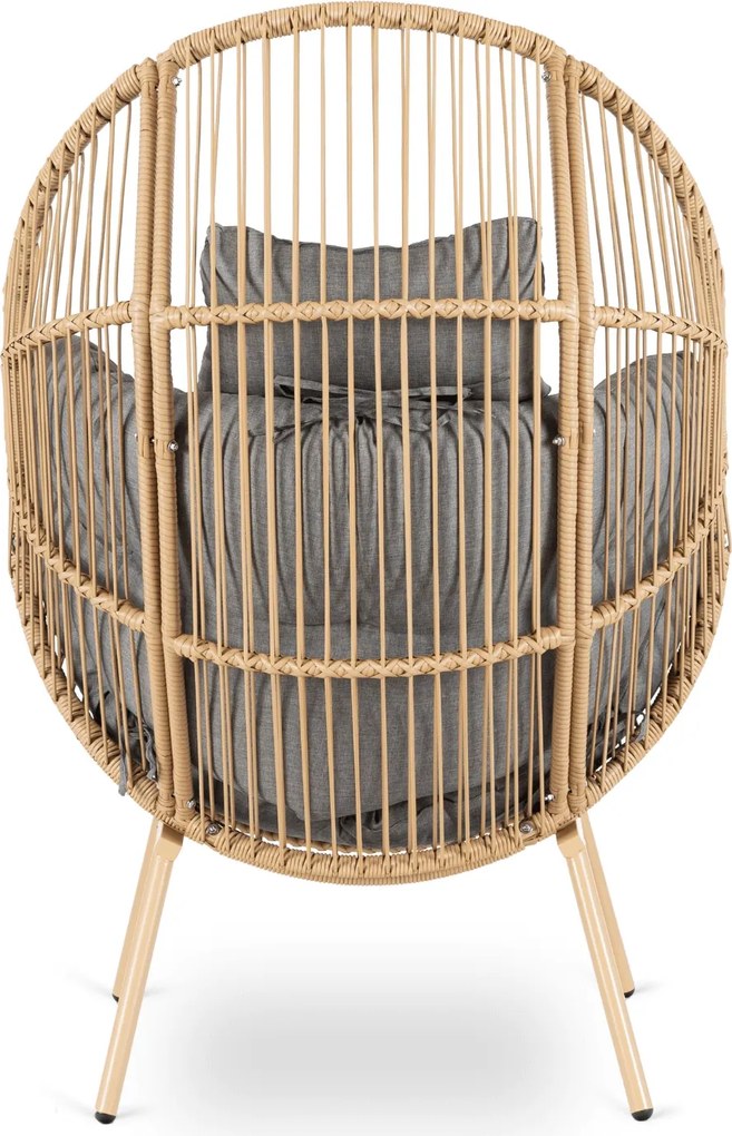 Fotel Ogrodowy CEZARE Wypoczynkowy Kokon Szary Nowoczesny Boho