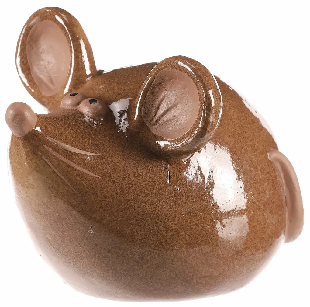 Dekoracja ceramiczna Mysz, 17 x 14 x 14 cm,brązowa, 17 cm