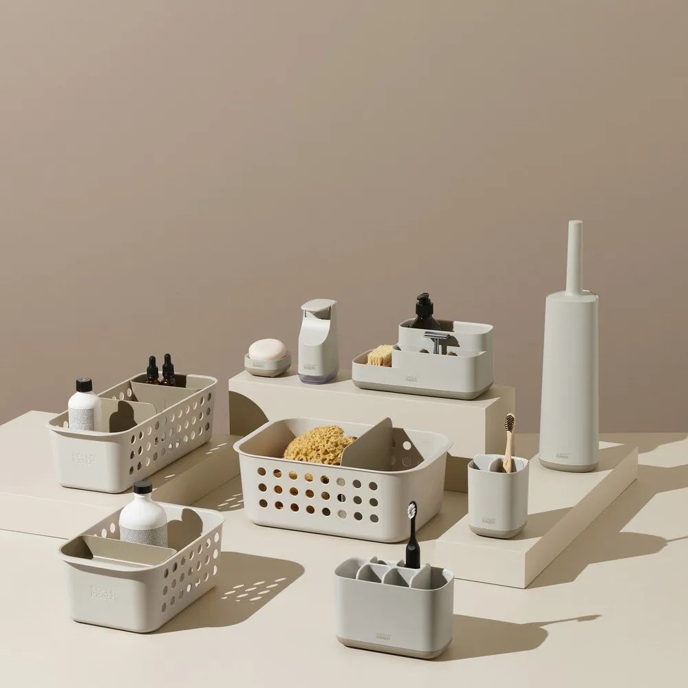 Beżowy plastikowy stojak na szczoteczki do zębów EasyStore – Joseph Joseph