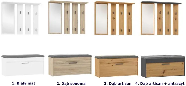 Wieszak ścienny z szafką na buty do przedpokoju dąb sonoma A6-T00