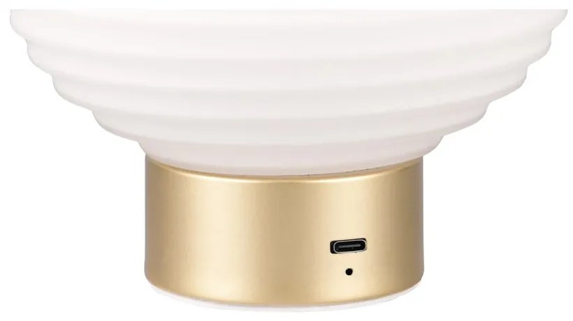 Lampa stołowa LED w biało-złotym kolorze ze ściemniaczem i szklanym kloszem (wys. 14,5 cm) Earl – Reality