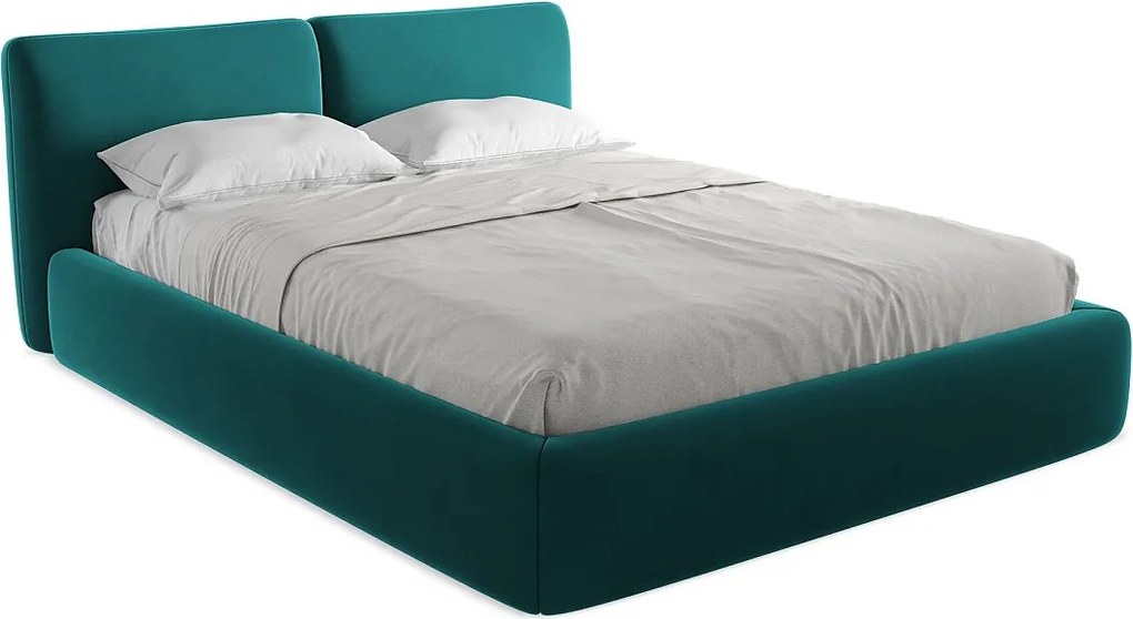 Łóżko 180 x 228 - z weluru - morski - HOKU