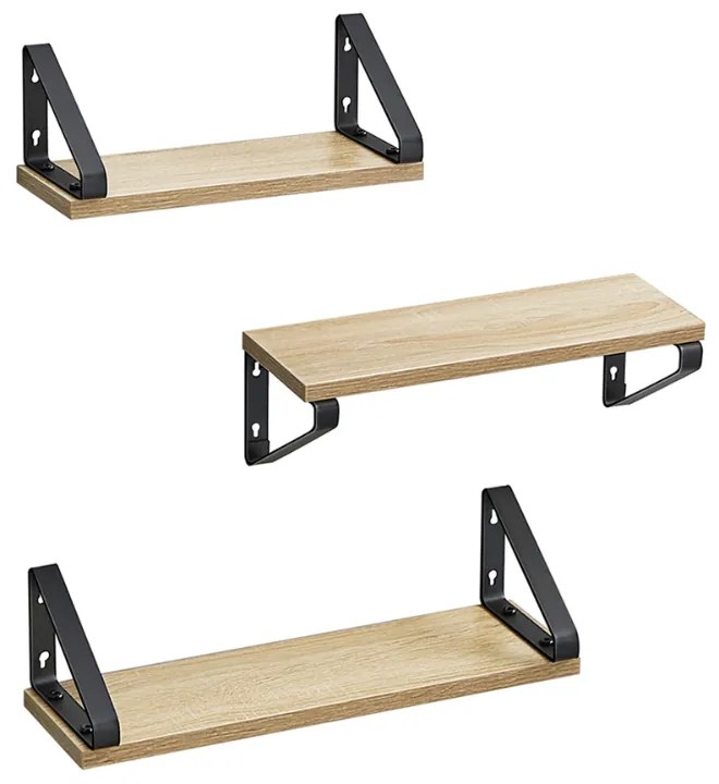 Vasagle Półki ścienne ABBY z konsolą, 3 szt., 30/35/40x12cm, czarna/jasnobrązowy