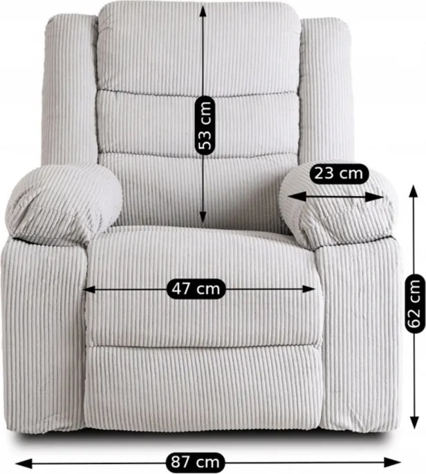 Fotel Rozkładany z Podnóżkiem ARTURO Szary Nowoczesny