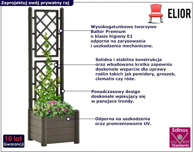 Antracytowa donica ogrodowa z trejażem - Karolis