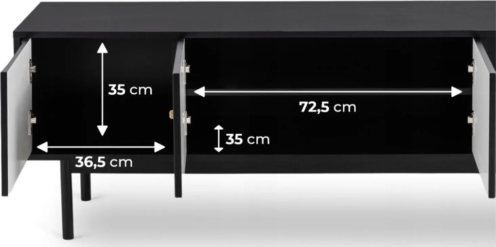 Szafka RTV w stylu glamour Marlen 155 cm, kolor czarny
