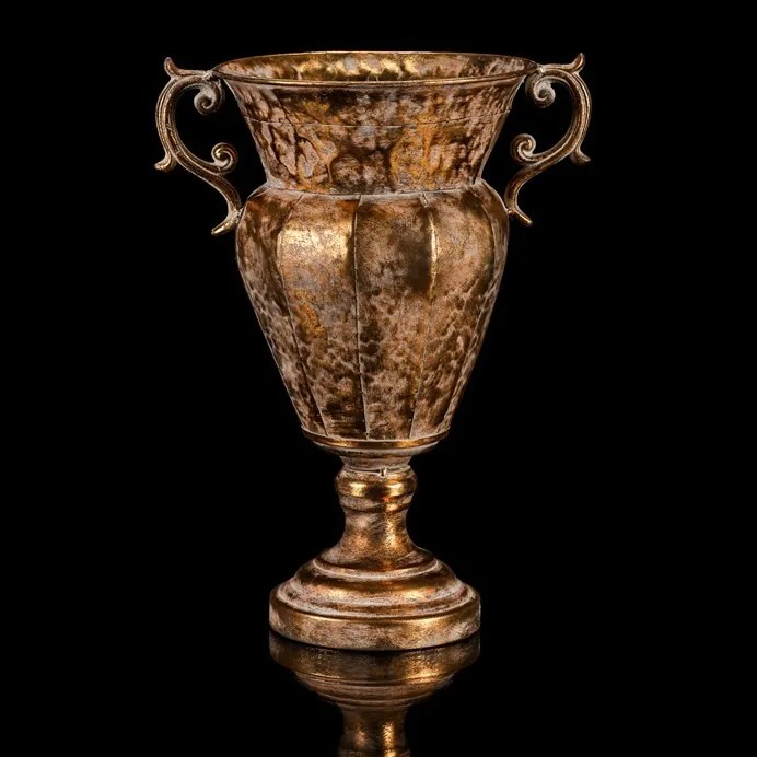 Metalowy ozdobny pojemnik na kwiaty Złoty puchar,28 x 21 x 37 cm