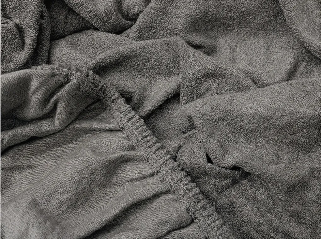 PrzytulneMieszkanie.pl Prześcieradło frotte EXCLUSIVE ciemnoszare 140x200 cm