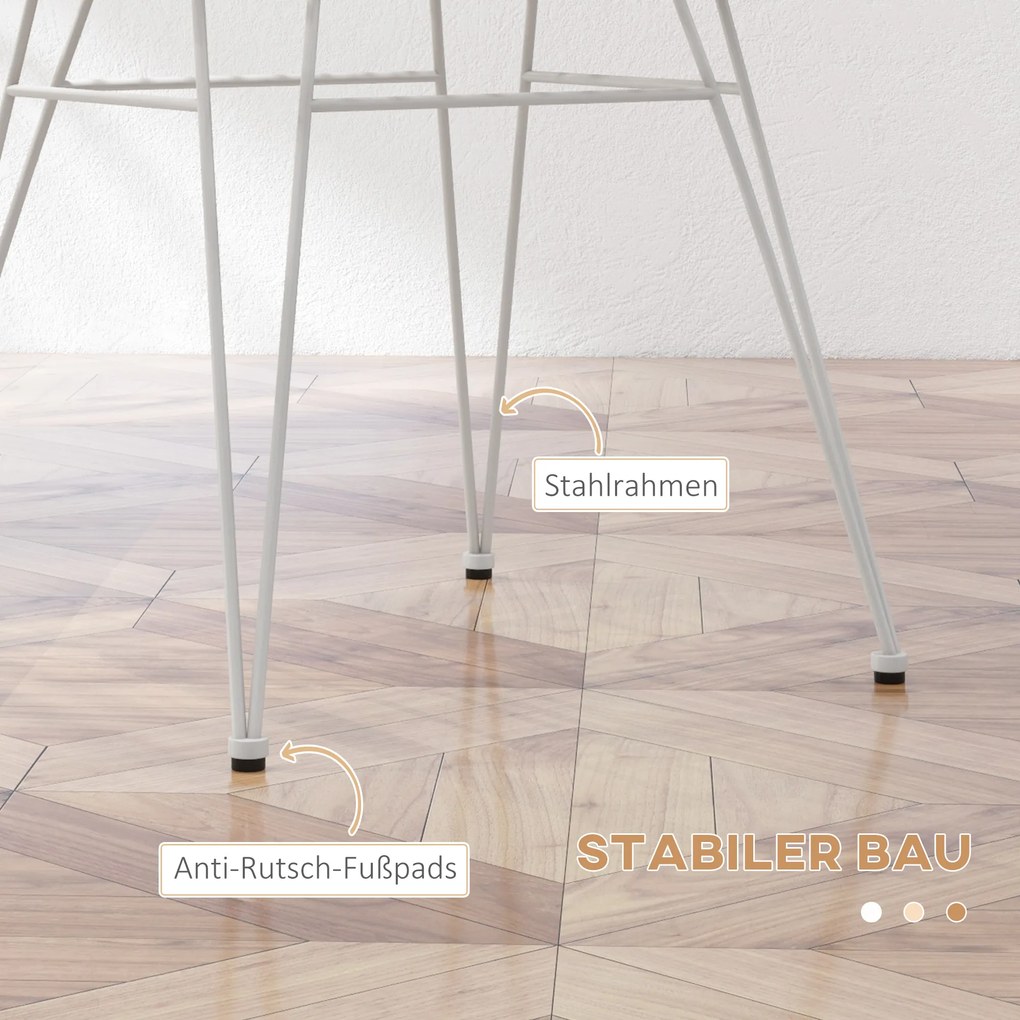 HOMCOM Zestaw 2 Krzesła Boho Kuchenne PE-Rattan Wymiary 56x60x79 cm Naturalny Biały | Aosom PL