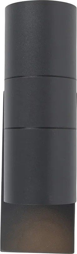 Zestaw 2 lamp ściennych zewnętrznych ciemnoszary 2-punktowe czujnik zmierzchu - Duo