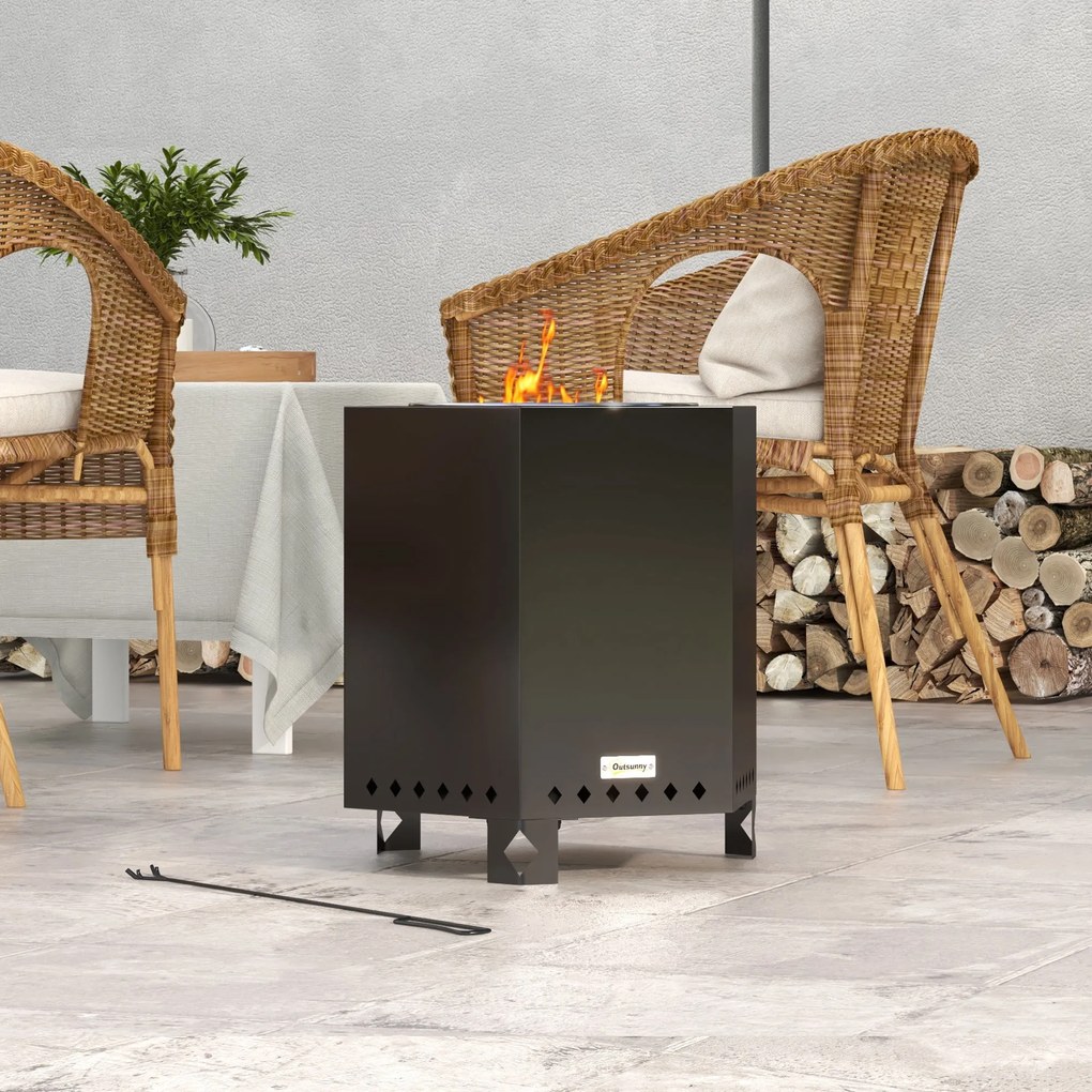 Outsunny Palenisko Ogrodowe z Pogrzebaczem, 45 x 38,8 x 46,5 cm, Srebrno-Czarne