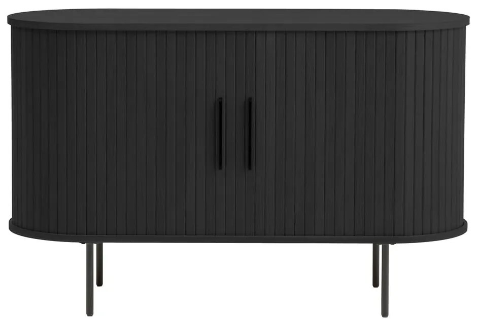 Czarna komoda w dekorze dębu z drzwiami przesuwnymi 120x76x45 cm Nola – Unique Furniture