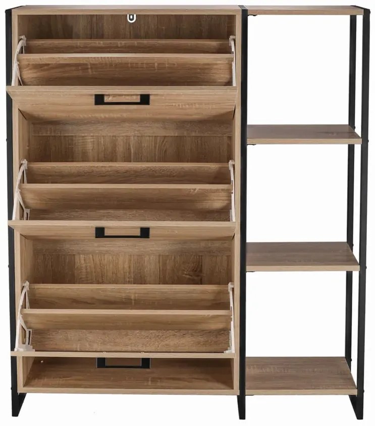 Trzydrzwiowa szafka na buty z regałem w stylu loft - Tamil 7X
