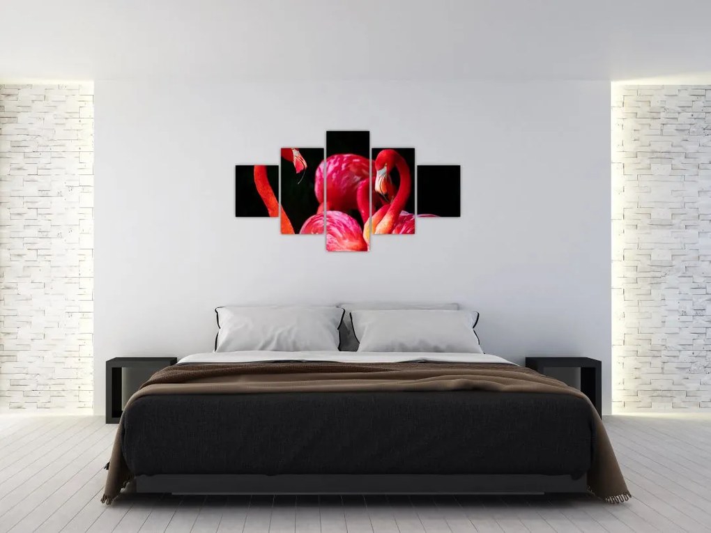 Obraz czerwonych flamingów (125x70 cm)
