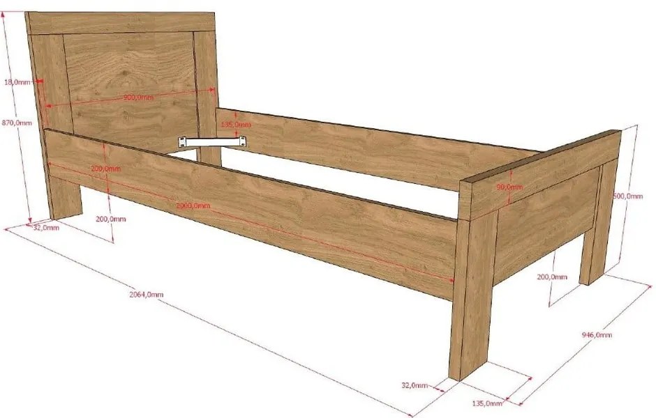 Łóżko dziecięce bez stelaża 90x200 cm Sam – Vipack