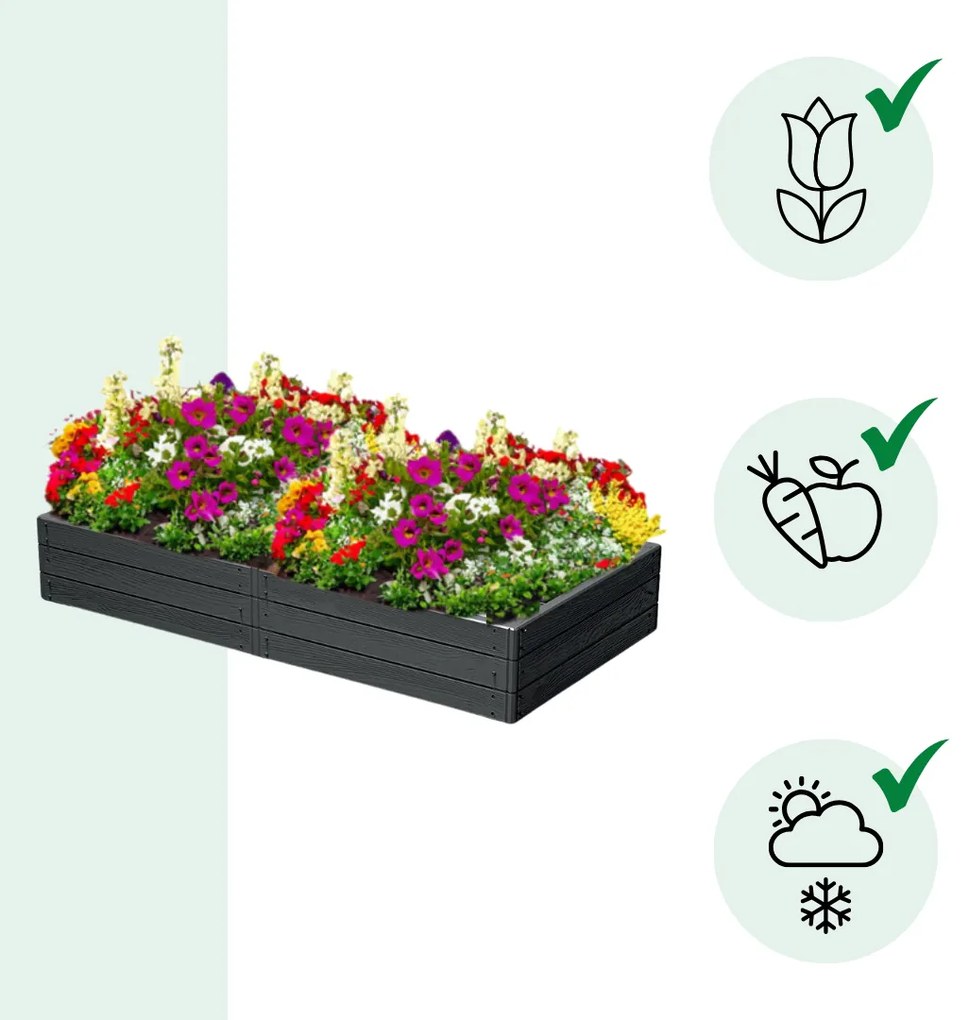 Prosperplast Podwyższona grządka WOODY 149x75,6x25cm, antracytowa