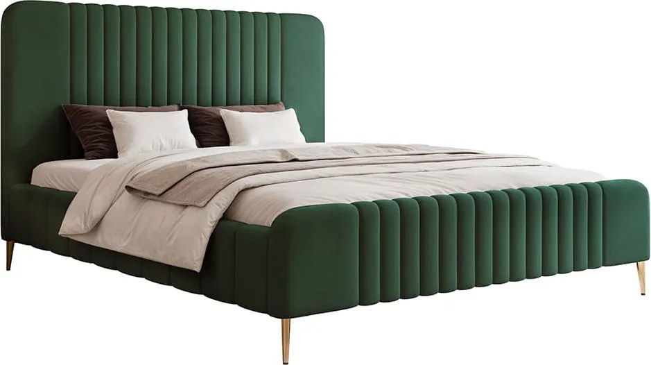 Łóżko tapicerowane NORAN SLIM z pojemnikiem na pościel na wysokich nóżkach