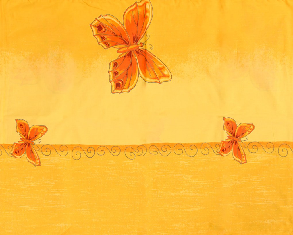 PrzytulneMieszkanie.pl PrzytulneMieszkanie.pl Pościel bawełniana ORANGE BUTTERFLY żółto-pomarańczowa Rozmiar pościeli: 70 x 90 cm | 140 x 200 cm