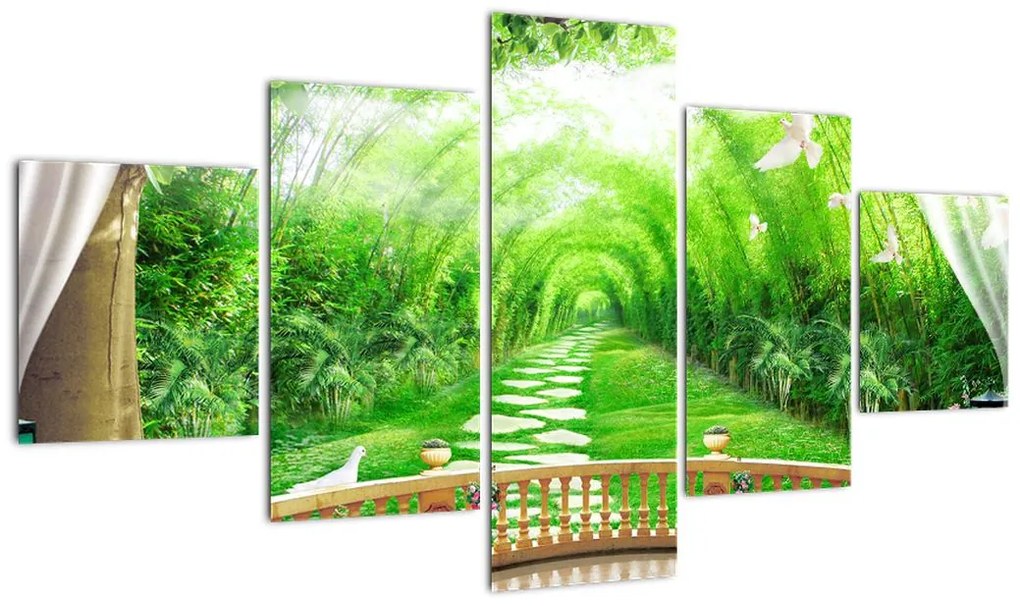 Obraz - Widok na tropikalny ogród (125x70 cm)