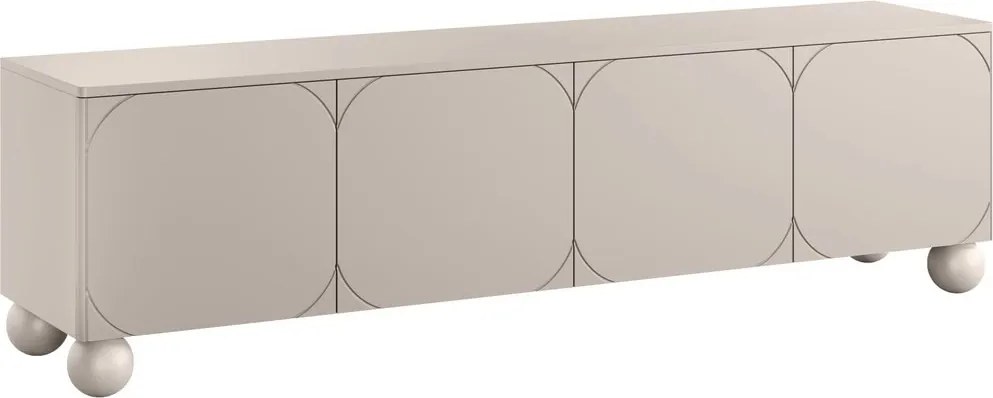 Szafka RTV Sonatia II 200 cm czterodrzwiowa na nogach kulach - kaszmir