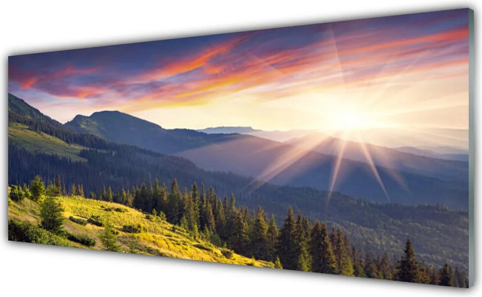 Szkło Dekoracyjne do Kuchni Panorama Gór O Poranku