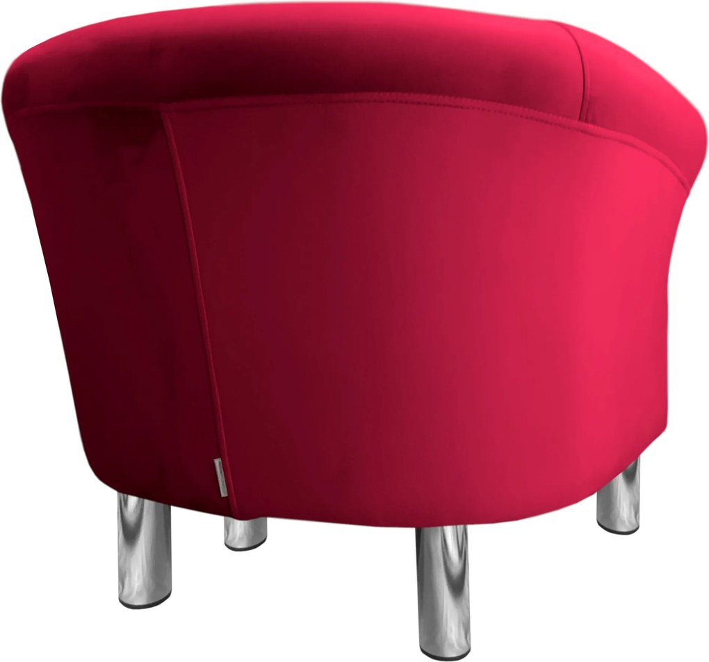 Fotel Milo tkanina Welur wygodny fotel tapicerowany do salonu i sypialni : Kolor nogi - Chrom, Kolor tkaniny - VELVET - MG31, Wysokość nogi - 15 cm
