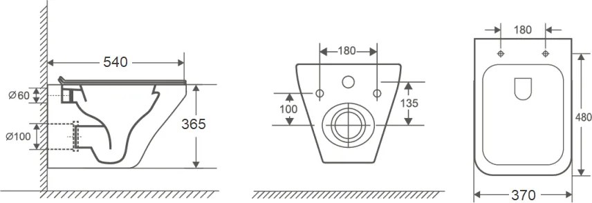 Miska WC wisząca bezkołnierzowa biała SANYA z deską wolnoopadająca typu Slim