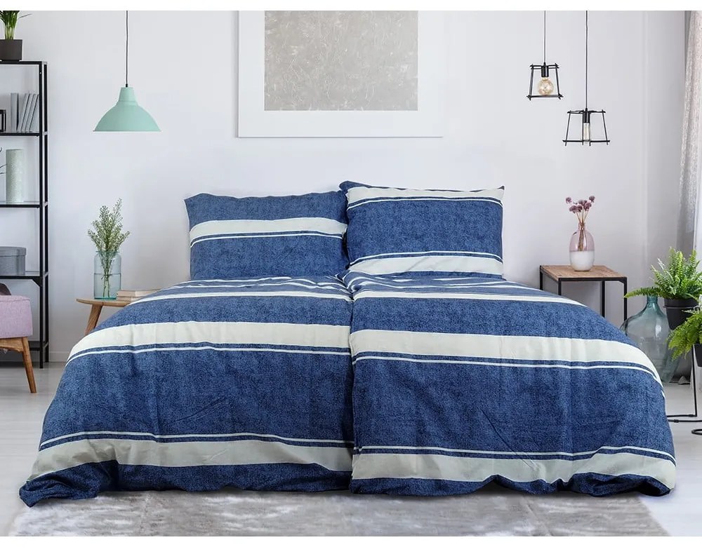 Niebieska pościel jednoosobowa z kory 140x200 cm Blue Line – B.E.S.